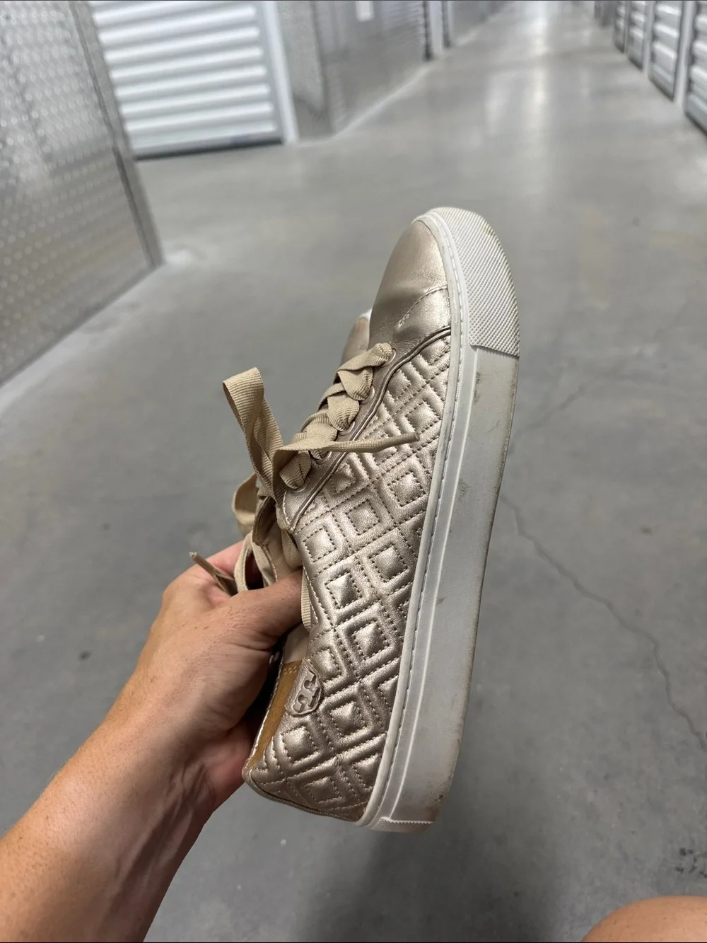 Tory Burch Gold Marion Metallic Sneaker, 7.5
